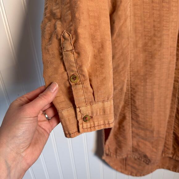 Anthropologie Pilcro Seersucker Tunic Button Down Top Orange Women’s Size XS - Picture 5 of 11